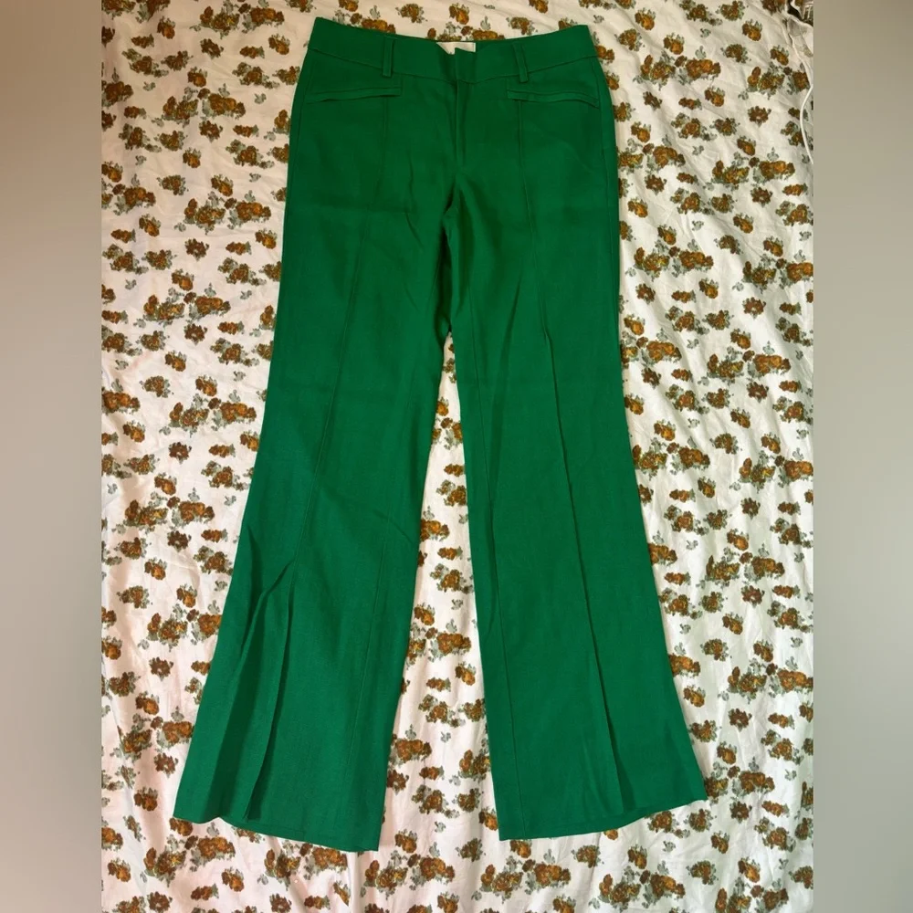 ANTHRO Elevenses the Brighton Kelly Green Linen Blend Pants Size 4 - Picture 9 of 13